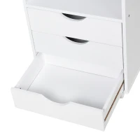 Vinsetto Cajonera de Oficina con 3 Cajones y 4 Estantes Abiertos Cajonera Escritorio con Ruedas para Oficina 38x40x86,8 cm Blanco(m-9)