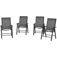 Outsunny Set of Four Folding Garden Chairs - Black(m-11)