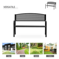 Outsunny Panchina da Esterno Panca da Giardino Max 240kg Metallo 127 × 60 × 85cm Nero(m-7)