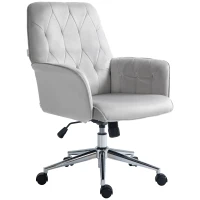 Vinsetto Linen Computer Chair with Armrest, Modern Swivel Chair with Adjustable Height, Light Grey(m-11)