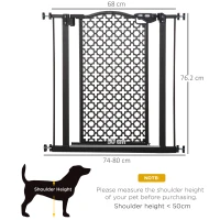PawHut 74-80 cm Pressure Fit Safety Gate for Doorways and Staircases, Dog Gate, Pet Barrier for Hallways with Auto Close, Double Locking(m-3)