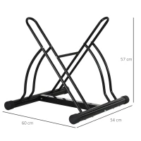HOMCOM Soporte para Aparcar 2 Bicicletas, Aparcamiento Estacionamiento para Bicis, Inferir 65mm de Ancho, Fácil de Montar, Almohadilla Antideslizante, Interior y Exterior, 60x54x57 cm, Negro(m-3)