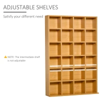 HOMCOM CD Storage Unit with Adjustable Shelves, 89 x 130.5 cm, Beech Wood Finish(m-5)