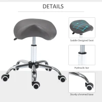HOMCOM Faux Leather Height Adjustable Cosmetic Saddle Stool Grey(m-6)