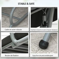 Outsunny Balancelle de Jardin 3 Places Convertible Toit Inclinaison réglable 2 tablettes Support 2L x 1,2l x 1,64H m métal(m-6)