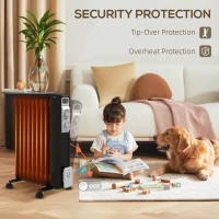 HOMCOM 2kW Nine Fin Oil-Filled Radiator - Black(m-7)