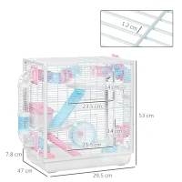 PawHut Hamster Cage for Small Rodents, with Tunnel Tube, Exercise Wheel(m-3)