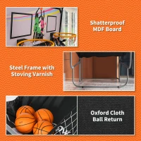 SPORTNOW Foldable Double-Hoop Basketball Arcade Game, with Eight Modes, Four Basketballs, Electronic Scoreboard, Sound Effects(m-7)