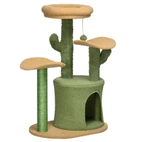 PawHut Multi Level Cat Tree, with Scratching Post, Toy Ball, Cat House, Bed - Green(m-1)