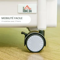 HOMCOM Desserte chariot de rangement en acier à roulettes avec 3 niveaux, 1 boite amovible, poignées dim. 50L x 29,4l x 77H cm(m-5)