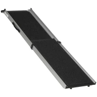 PawHut Portable Telescoping Dog Ramp, Pet Ramp for Cars with Carry Handle, Non-Slip, Secure Aluminium Frame, Black(m-11)
