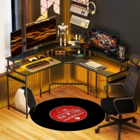 HOMCOM 'L' Shaped Work Desk, with LED Lights - Black(m-2)