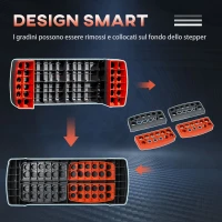 HOMCOM Step Fitness per Aerobica Regolabile su 3 Altezze 10-15-20 cm in Plastica, Nero e Rosso(m-5)