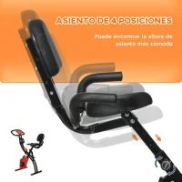 HOMCOM Bicicleta Estática Plegable Regulable en Altura Resistencia Magnética Ajustable Bicicleta de Ejercicio Fitness con Pantalla LCD y Asiento con Respaldo Sensor de Pulso 105x48x118 cm Rojo(m-5)