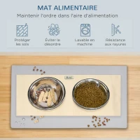 PawHut Gamelle chien surélevée double porte-gamelle avec 2 bols amovibles en acier, hauteur réglable 11/21,5/32 cm et 1 tapis(m-6)