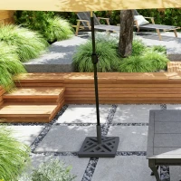 Outsunny Garden Parasol Base, 15kg HDPE Outdoor Umbrella Stand Parasol Stand with Cut-Out Design, Sun Umbrella Base for 32, 38, 48 mm Poles, Black(m-9)