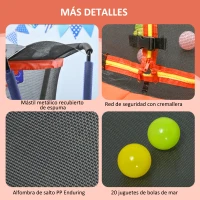 ZONEKIZ Cama Elástica Infantil Ø140 cm con Red de Seguridad Canasta de Baloncesto y 20 Bolas de Plástico Rojo(m-6)