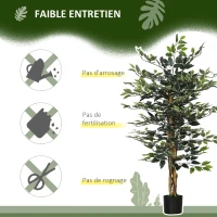 HOMCOM Plante artificielle ficus tronc branches liane lichen feuilles grand réalisme pot inclus hauteur 1,3 m(m-6)