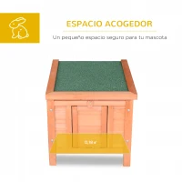 PawHut Conejera de Madera Exterior Jaula Caseta para Roedores Mascotas Pequeñas con Techo Asfáltico Se Puede Abrir y Rampa Antideslizante 42x51x43 cm Natural(m-4)