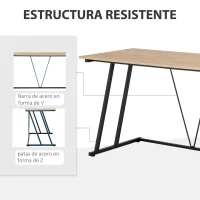 HOMCOM Escritorio Mesa de Ordenador 120x60x75 cm con Encimera de Madera y Patas de Metal Carga 30 kg Estilo Moderno para Oficina Estudio Dormitorio Natural y Negro(m-5)