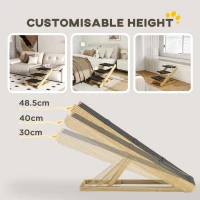 PawHut Adjustable Dog Steps Dog Ramp, 3-Step Non-slip Pet Stairs for Medium Sized Dogs, Foldable Dog Stairs for Bed Sofa(m-6)