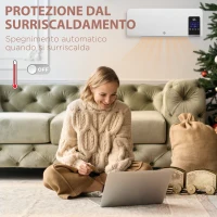 HOMCOM Termoventilatore da Parete Oscillatorio con Timer 12h e 2 Modalità di Riscaldamento, 54.5x12x21.5 cm, Bianco(m-6)