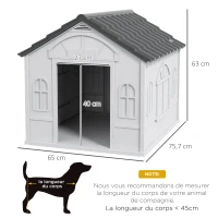 PawHut Niche d'extérieur en PP blanc pour chiens de petite et moyenne taille - 65 x 75.7 x 63 cm(m-3)