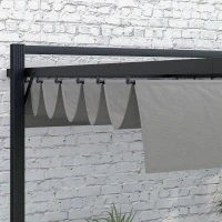 Outsunny Aluminium Pergola with Retractable Roof, 3x4m Garden Shelter for Patio Deck in, Dark Grey(m-9)