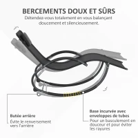 Outsunny Chaise longue à bascule avec tétière utilisation extérieure intérieure noir(m-5)