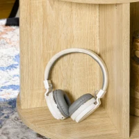 HOMCOM Set 2 Tavolini da Salotto Rotondi con Design Impilabile, 4 Ripiani Inferiori e 4 Ruote, Oro e Rovere(m-7)