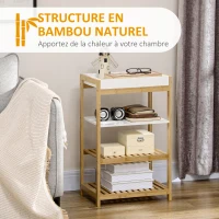 HOMCOM Desserte de cuisine avec 3 étagères pour salle de bain cuisine bureau 1 plateau amovible 42,8 x 33 x 70 cm naturel(m-4)