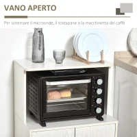 HOMCOM Mobile Cucina Multiuso con Ruote, Armadietto e Ripiano per Microonde, Credenza Alta in Legno Truciolare, 60.4x40.3x97cm Bianco(m-5)
