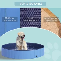 PawHut Piscine pour chiens bassin pliable bouchon vidange fond antidérapant diamètre 1,20 m bleu(m-8)