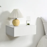 HOMCOM Set 2 Comodini Sospesi in Legno, Design Moderno, 40x30x15cm - Bianco(m-9)