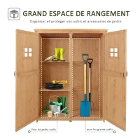 Outsunny Abri de Jardin en bois Armoire de Jardin dim. 127,5L x 50l x 164H cm 2 étagères 2 Portes 2 fenêtres Toit bitumé étanche Bois Massif Sapin pré-huilé bois naturel(m-5)