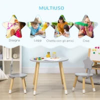 HOMCOM Set Tavolo con 2 Sedie per Bambini in Legno, Età da 18 Mesi a 4 Anni, Grigio(m-4)