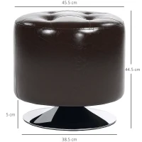 HOMCOM 360° Swivel Foot Stool Round PU Footstool with Thick Sponge Padding and Solid Steel Base, Brown(m-3)