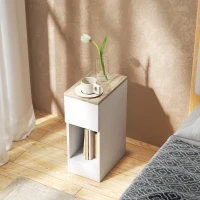 HOMCOM Mesita de Noche Moderna Mesilla de Noche con Cajón y Compartimento Abierto para Dormitorio Salón 20x30x50 cm Blanco(m-8)