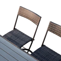 Outsunny Ensemble salon de jardin 6 personnes grande table rectangulaire pliable + 6 chaises pliantes métal résine tressée PS chocolat(m-8)