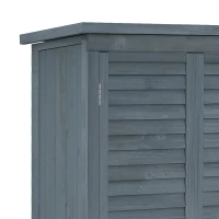 Outsunny Armoire de jardin remise pour outils en bois 2 étagères toit bitumé portes persiennes 87 x 47 x 160 gris(m-9)