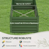 Outsunny Carré potager de jardin rectangulaire tubes de renforcement acier galvanisé 180 x 90 x 59 cm(m-5)