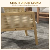 HOMCOM Poltroncina stile Boho da Salotto e Camera in Poliestere con Braccioli in Legno, 65.5x72x78 cm, Grigio(m-5)