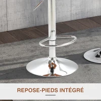 HOMCOM Lot de 2 Tabouret de Bar Design Contemporain Hauteur d'assise réglable 64-85 cm pivotant 360° revêtement synthétique Noir Imitation Bois(m-4)