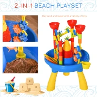 HOMCOM 30 Pcs Sand and Water Table Beach Toy Waterpark Activities Sand Pit Playset with Accessories Garden Sandbox(m-5)