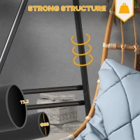 Outsunny Hammock Chair Stand, Hanging Heavy Duty Metal Frame Hammock Stand for Hanging Hammock Air Porch Swing Chair, Egg Chair, Black(m-4)