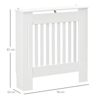 HOMCOM Copritermosifone in Legno Bianco per Caloriferi e Radiatori, con Doghe Verticali e Piano d'Appoggio, 78x19x81cm(m-3)