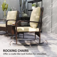Outsunny Three-Piece Rocking Chair Rattan Bistro Set - Brown(m-4)