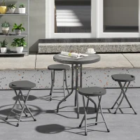 Outsunny Set of Four Folding Carry Stools - Charcoal Grey(m-10)