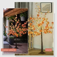 HOMCOM Lámpara de Árbol 150 cm con 245 Luces LED y Base Decoración Navidad para Interiores y Exterior Naranja(m-7)