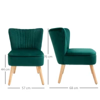 HOMCOM Modern Accent Chair, Fabric Living Room Chair with Rubber Wood Legs and Thick Padding, Green(m-3)